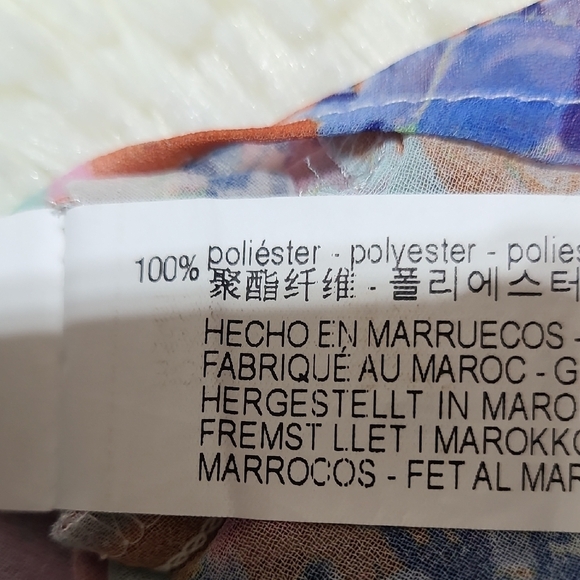 ZARA Women's Floral Chiffon Blouse - Pink and Green - Size Large - Picture 14 of 15